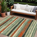9 X 12 Sage Black And Red Striped Washable Indoor Outdoor Area Rug