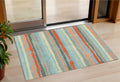3 X 5 Sky Blue Pink And Gray Striped Washable Indoor Outdoor Area Rug