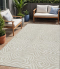 5 X 8 Beige And Linen Abstract Washable Indoor Outdoor Area Rug