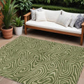 8 X 10 Olive Green And Light Green Abstract Washable Indoor Outdoor Area Rug