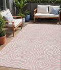 5 X 8 Pink And Gray Abstract Washable Indoor Outdoor Area Rug