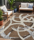 5 X 8 Brown Beige And Gray Abstract Washable Indoor Outdoor Area Rug