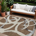 8 X 10 Brown Beige And Gray Abstract Washable Indoor Outdoor Area Rug