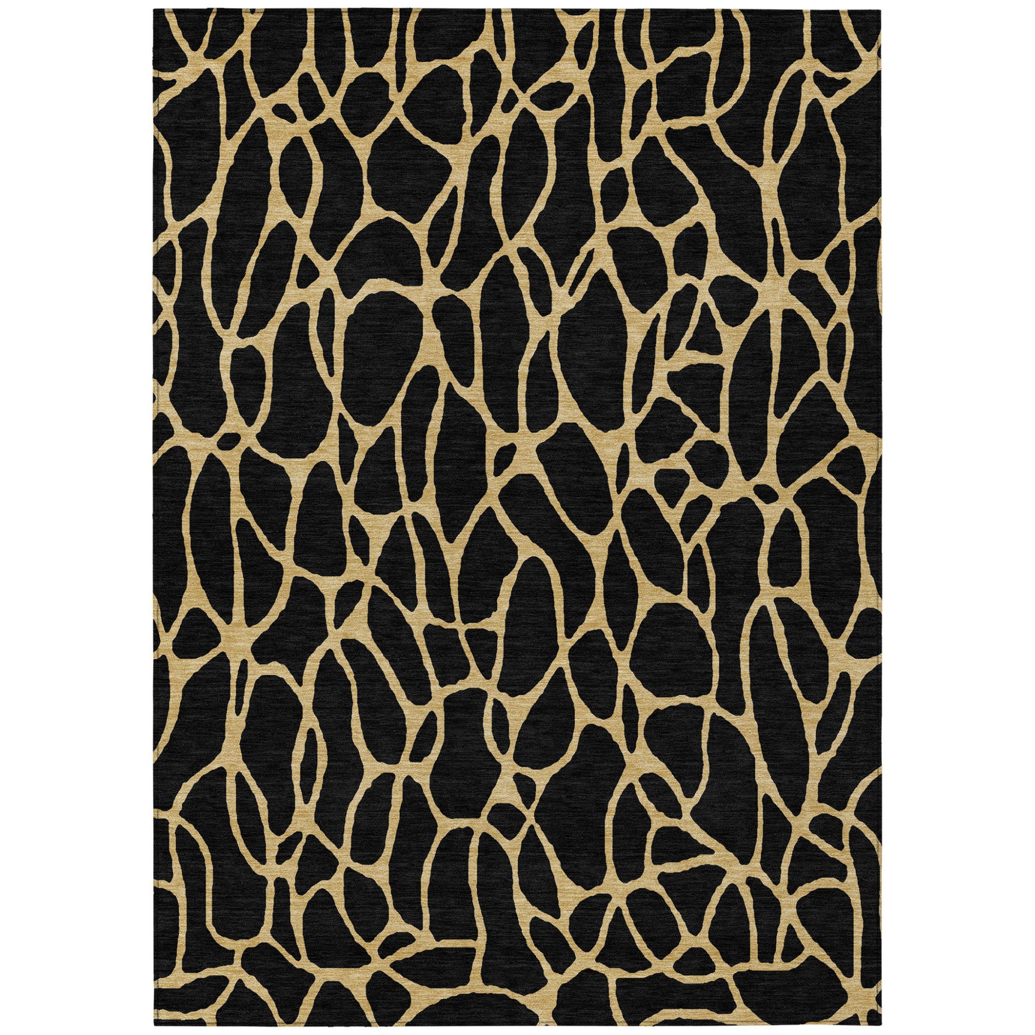 8 X 10 Black And Gold Geometric Washable Indoor Outdoor Area Rug