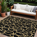 10 X 14 Black And Gold Geometric Washable Indoor Outdoor Area Rug