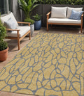 5 X 8 Gold And Gray Geometric Washable Indoor Outdoor Area Rug