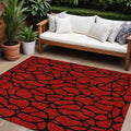 8 X 10 Red And Black Geometric Washable Indoor Outdoor Area Rug