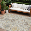 8 X 10 Beige Brown And Green Damask Washable Indoor Outdoor Area Rug