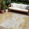 10 X 14 Gold Brown And Beige Abstract Washable Indoor Outdoor Area Rug