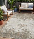 5 X 8 Taupe And Beige Abstract Washable Indoor Outdoor Area Rug