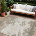 8 X 10 Taupe And Beige Abstract Washable Indoor Outdoor Area Rug