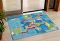 3 X 5 Aqua Green And Pink Abstract Washable Indoor Outdoor Area Rug