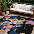 10 X 14 Black Blue And Pink Abstract Washable Indoor Outdoor Area Rug