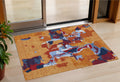 3 X 5 Copper Gray And Burgundy Abstract Washable Indoor Outdoor Area Rug