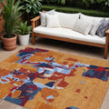 10 X 14 Copper Gray And Burgundy Abstract Washable Indoor Outdoor Area Rug