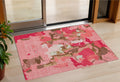 3 X 5 Coral Pink And Brown Abstract Washable Indoor Outdoor Area Rug