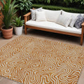 9 X 12 Copper And Beige Abstract Washable Indoor Outdoor Area Rug