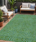 5 X 8 Green And Blue Abstract Washable Indoor Outdoor Area Rug