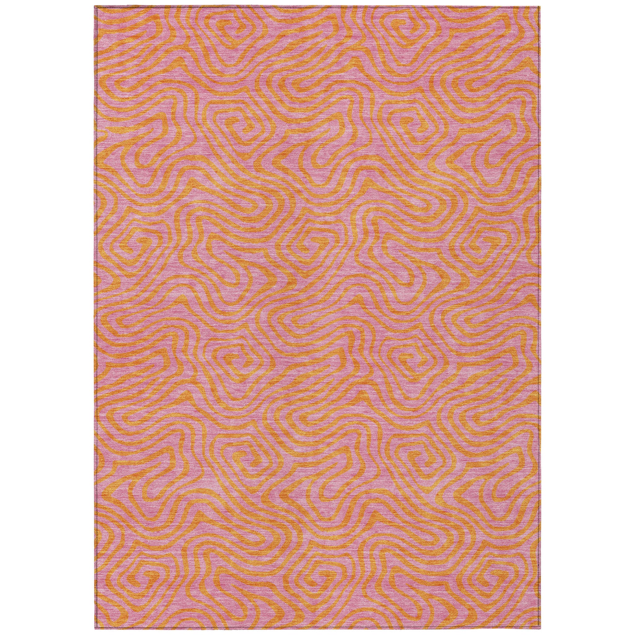 3 X 5 Pink And Copper Abstract Washable Indoor Outdoor Area Rug