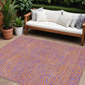 8 X 10 Purple And Copper Abstract Washable Indoor Outdoor Area Rug