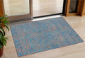3 X 5 Teal Blue And Pink Abstract Washable Indoor Outdoor Area Rug