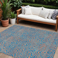 8 X 10 Teal Blue And Pink Abstract Washable Indoor Outdoor Area Rug