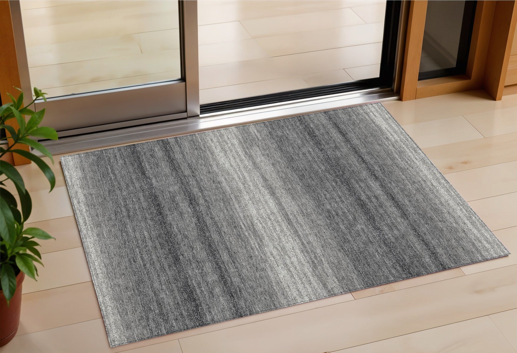 3 X 5 Gray And Charcoal Abstract Washable Indoor Outdoor Area Rug