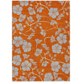 3 X 5 Orange And Gray Floral Washable Indoor Outdoor Area Rug