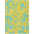 8 X 10 Yellow And Aqua Floral Washable Indoor Outdoor Area Rug