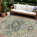 9 X 12 Beige Green And Brown Oriental Washable Indoor Outdoor Area Rug