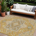 9 X 12 Gold Beige And Blue Oriental Washable Indoor Outdoor Area Rug