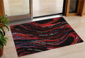 3 X 5 Black Red And Gray Abstract Washable Indoor Outdoor Area Rug
