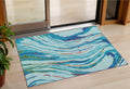 3 X 5 Blue Pink And Green Abstract Washable Indoor Outdoor Area Rug