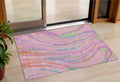 3 X 5 Pink Green And Teal Blue Abstract Washable Indoor Outdoor Area Rug