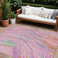 9 X 12 Pink Green And Teal Blue Abstract Washable Indoor Outdoor Area Rug