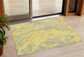 3 X 5 Yellow Purple And Green Abstract Washable Indoor Outdoor Area Rug
