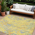 10 X 14 Yellow Purple And Green Abstract Washable Indoor Outdoor Area Rug