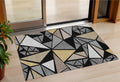 3 X 5 Black Beige And Gray Geometric Washable Indoor Outdoor Area Rug