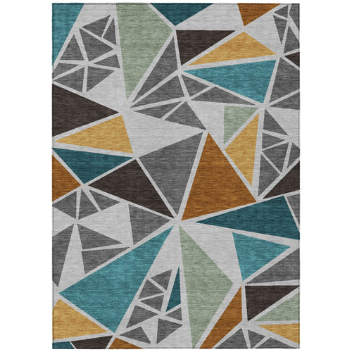 3 X 5 Gray Copper And Brown Geometric Washable Indoor Outdoor Area Rug