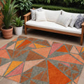 9 X 12 Rust Gray And Pink Geometric Washable Indoor Outdoor Area Rug