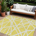 10 X 14 Yellow And Linen Geometric Washable Indoor Outdoor Area Rug