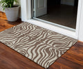 3 X 5 Brown And Beige Animal Print Washable Indoor Outdoor Area Rug