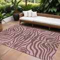 8 X 10 Brown And Pink Animal Print Washable Indoor Outdoor Area Rug