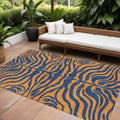 8 X 10 Navy Blue And Pink Animal Print Washable Indoor Outdoor Area Rug