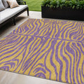 5 X 8 Purple And Copper Animal Print Washable Indoor Outdoor Area Rug