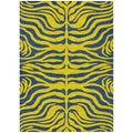 5 X 8 Yellow And Blue Animal Print Washable Indoor Outdoor Area Rug