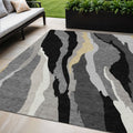 5 X 8 Black Gray And Tan Abstract Washable Indoor Outdoor Area Rug