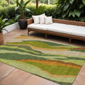 8 X 10 Green Beige And Copper Abstract Washable Indoor Outdoor Area Rug