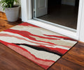 3 X 5 Red Black And Beige Abstract Washable Indoor Outdoor Area Rug