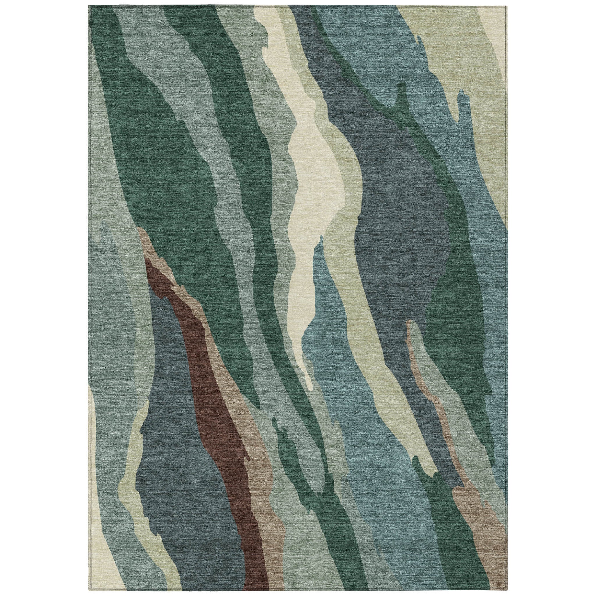 8 X 10 Sage Brown And Beige Abstract Washable Indoor Outdoor Area Rug